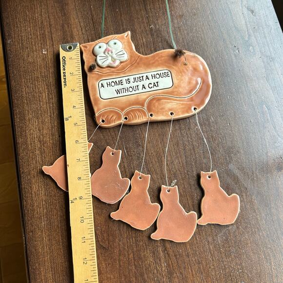 1994 Smoky Mountain Pottery Cat Lovers Wall Plaque wind chime Original Sticker - Picture 8 of 8